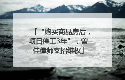 “购买商品房后，项目停工3年”，曾佳律师支招维权