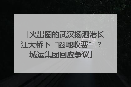 火出圈的武汉杨泗港长江大桥下“圈地收费”？城运集团回应争议