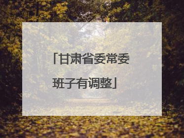 甘肃省委常委班子有调整