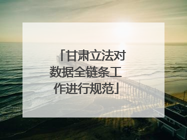 甘肃立法对数据全链条工作进行规范