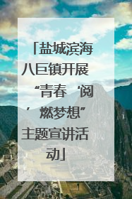 盐城滨海八巨镇开展“青春‘阅’燃梦想”主题宣讲活动