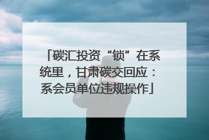碳汇投资“锁”在系统里，甘肃碳交回应：系会员单位违规操作