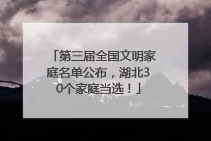 第三届全国文明家庭名单公布，湖北30个家庭当选！