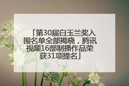 第30届白玉兰奖入围名单全部揭晓，腾讯视频16部制播作品荣获31项提名