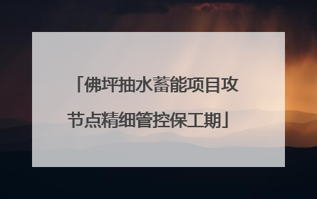 佛坪抽水蓄能项目攻节点精细管控保工期