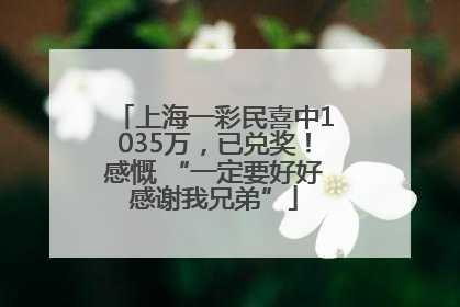 上海一彩民喜中1035万，已兑奖！感慨 “一定要好好感谢我兄弟”