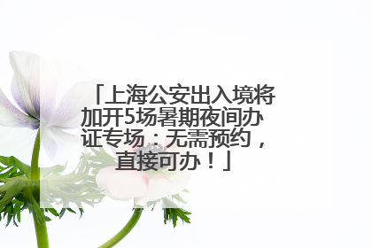 上海公安出入境将加开5场暑期夜间办证专场：无需预约，直接可办！