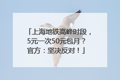 上海地铁高峰时段，5元一次50元包月？官方：坚决反对！