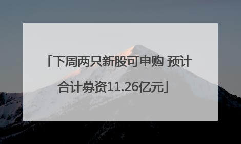 下周两只新股可申购 预计合计募资11.26亿元