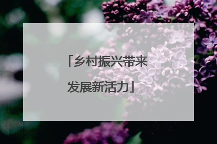 乡村振兴带来发展新活力