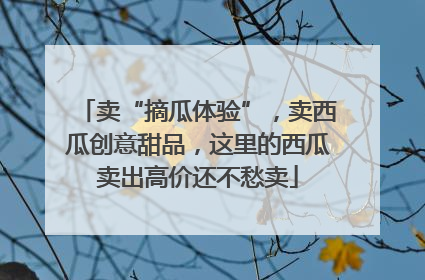 卖“摘瓜体验”，卖西瓜创意甜品，这里的西瓜卖出高价还不愁卖