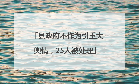 县政府不作为引重大舆情，25人被处理