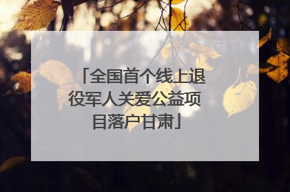 全国首个线上退役军人关爱公益项目落户甘肃