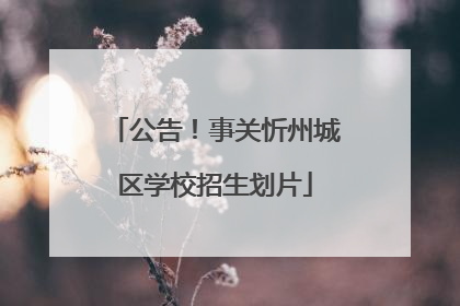 公告！事关忻州城区学校招生划片