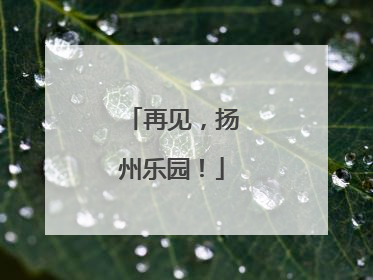 再见，扬州乐园！
