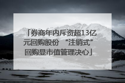 券商年内斥资超13亿元回购股份 “注销式”回购显市值管理决心