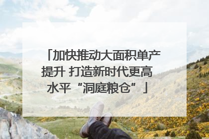 加快推动大面积单产提升 打造新时代更高水平“洞庭粮仓”