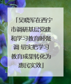吴晓军在西宁市调研基层党建和学习教育时强调 切实把学习教育成果转化为惠民实效