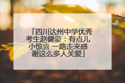 四川达州中学优秀考生赵健豪：有点儿小惊喜 一路走来感谢这么多人关爱
