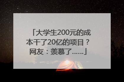 大学生200元的成本干了20亿的项目？网友：羡慕了……