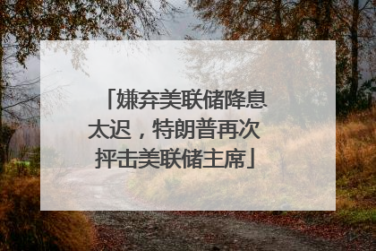 嫌弃美联储降息太迟，特朗普再次抨击美联储主席