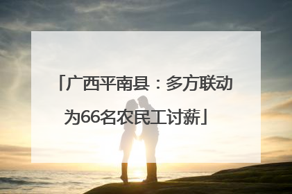 广西平南县：多方联动为66名农民工讨薪