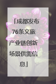 成都发布76条文旅产业链创新场景供需信息