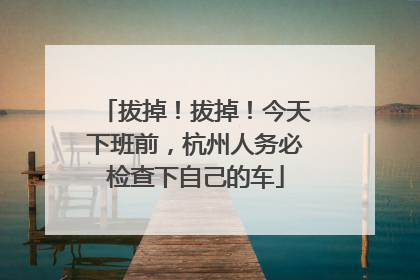 拔掉！拔掉！今天下班前，杭州人务必检查下自己的车