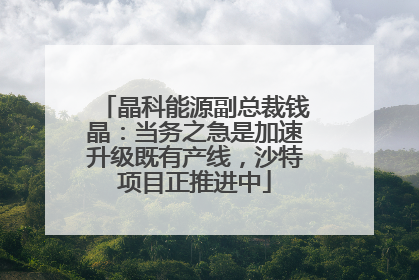 晶科能源副总裁钱晶：当务之急是加速升级既有产线，沙特项目正推进中
