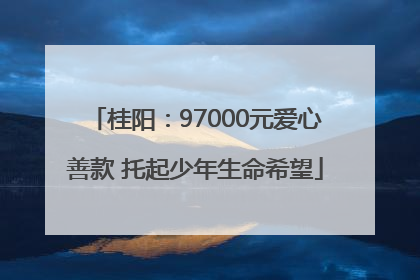 桂阳：97000元爱心善款 托起少年生命希望