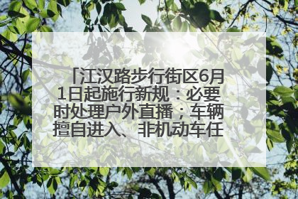 江汉路步行街区6月1日起施行新规：必要时处理户外直播；车辆擅自进入、非机动车任意停放的，依法处理