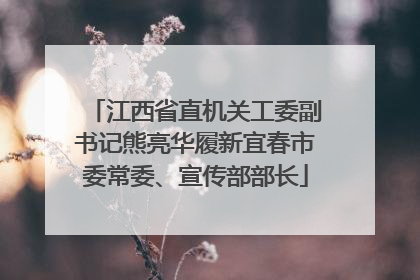 江西省直机关工委副书记熊亮华履新宜春市委常委、宣传部部长
