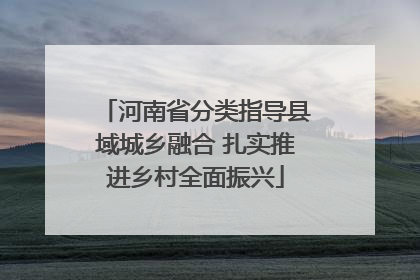 河南省分类指导县域城乡融合 扎实推进乡村全面振兴