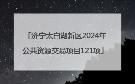 济宁太白湖新区2024年公共资源交易项目121项