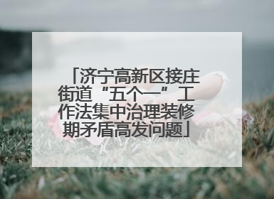 济宁高新区接庄街道“五个一”工作法集中治理装修期矛盾高发问题