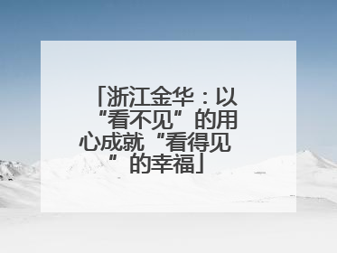 浙江金华：以“看不见”的用心成就“看得见”的幸福