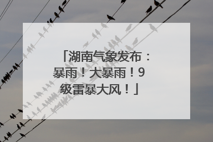 湖南气象发布：暴雨！大暴雨！9级雷暴大风！