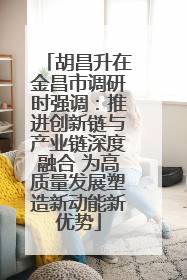 胡昌升在金昌市调研时强调：推进创新链与产业链深度融合 为高质量发展塑造新动能新优势
