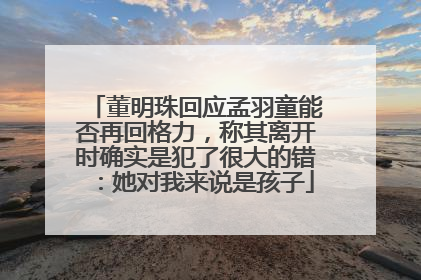 董明珠回应孟羽童能否再回格力，称其离开时确实是犯了很大的错：她对我来说是孩子