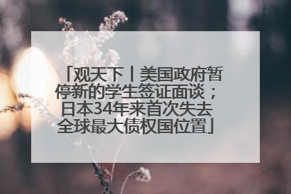 观天下丨美国政府暂停新的学生签证面谈；日本34年来首次失去全球最大债权国位置