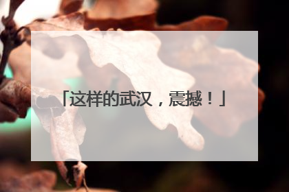 这样的武汉，震撼！