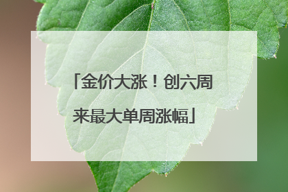 金价大涨！创六周来最大单周涨幅