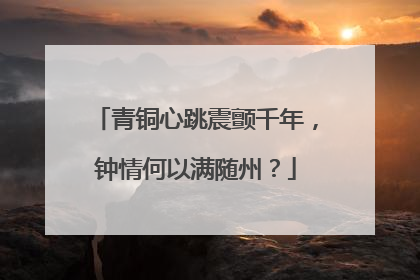 青铜心跳震颤千年，钟情何以满随州？