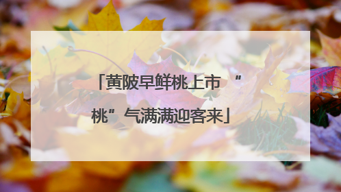 黄陂早鲜桃上市 “桃”气满满迎客来