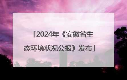 2024年《安徽省生态环境状况公报》发布