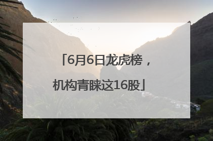 6月6日龙虎榜，机构青睐这16股
